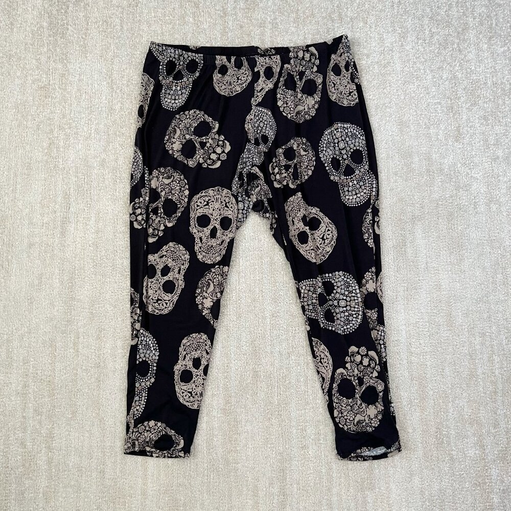 See You Monday Black and White Skull Leggings